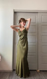 Green Mermaid Spaghetti Straps Satin Beaded Long Prom Dress Evening Dress HZ1024