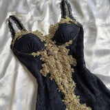 Elegant Sweetheart Neck Lace Chiffon Spaghetti Strap Sequin Prom Dress HZ1024