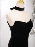 Tulle Velvet Black Long Prom Dress, Mermaid Long Formal Dress HZ1024