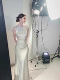 satin halter neck dress birthday engagement dress HZ1024