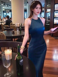 satin halter neck dress birthday engagement dress HZ1024