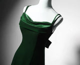 Green Vintage Mermaid Velvet Spaghetti Straps Long Prom Dress HZ1024