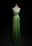 Spaghetti Strap Sheath Satin Beaded Prom Dress Evening Gown HZ1024