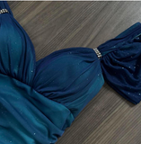 Blue Sweetheart Neck Bodycon Dress Ruffled Party Dress Spaghetti Strap Evening Dress HZ1024