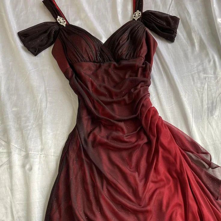 Party Dresses Under $160??Elegant Purple Glitter Ruffled Chiffon Prom Dresses HZ1024