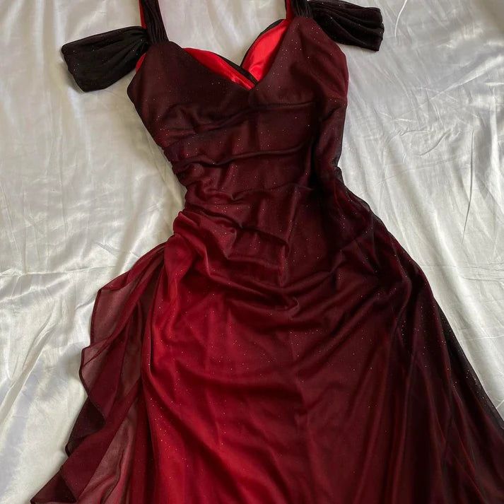 Party Dresses Under $160??Elegant Purple Glitter Ruffled Chiffon Prom Dresses HZ1024