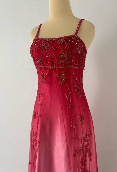Vintage Prom Dress Under $170??Gorgeous Spaghetti Straps Beading Applique Gradient Blue Sleeveless Long Evening Dress HZ1024