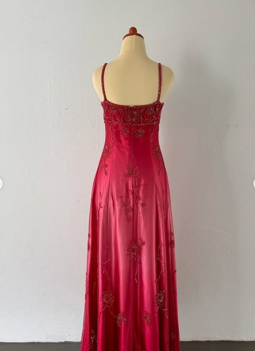 Vintage Prom Dress Under $170??Gorgeous Spaghetti Straps Beading Applique Gradient Blue Sleeveless Long Evening Dress HZ1024