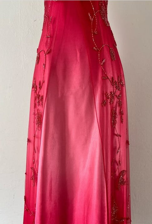 Vintage Prom Dress Under $170??Gorgeous Spaghetti Straps Beading Applique Gradient Blue Sleeveless Long Evening Dress HZ1024