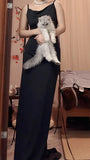 Sexy Chiffon Sheath Backless Long Prom Dress Spaghetti Strap Party Dress HZ1024