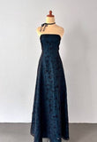 Strapless Teal Satin Sleeveless Black Tulle Beaded Ball Dress Birthday Evening Dress HZ1024