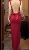 Spaghetti Strap Satin Backless Long Bodycon Dress Ball Evening Dress HZ1024