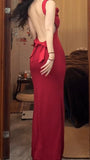 Spaghetti Strap Satin Backless Long Bodycon Dress Ball Evening Dress HZ1024
