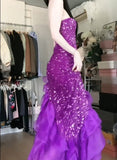 Mermaid Sequined Strapless Tulle Evening HZ1024