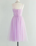 Pink Spaghetti Strap Tulle Short Prom Dress Homecoming Dress HZ1024