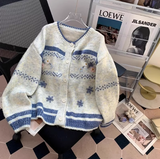 Jacquard Crew neck Cardigan HZ1024