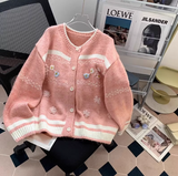 Jacquard Crew neck Cardigan HZ1024