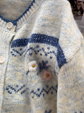 Jacquard Crew neck Cardigan HZ1024