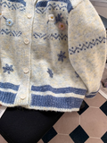 Jacquard Crew neck Cardigan HZ1024