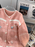 Jacquard Crew neck Cardigan HZ1024