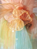 Multicolor Strapless A-Line Tulle Long Prom Dress Wedding Dress Birthday Dress HZ1024