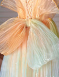 Multicolor Strapless A-Line Tulle Long Prom Dress Wedding Dress Birthday Dress HZ1024