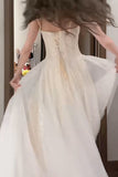 White Spaghetti Strap A-Line Tulle Sequin Long Prom Dress Simple Birthday Graduation Dress HZ1024