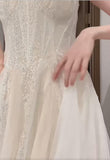 White Spaghetti Strap A-Line Tulle Sequin Long Prom Dress Simple Birthday Graduation Dress HZ1024