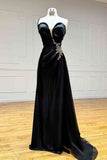 Rhinestone One Shoulder A Line Prom Dress with Slit HZ1024