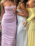 Mermaid Spaghetti Straps Floor Length Sleeveless Pink Prom Dress HZ1024