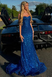 Spaghetti Straps Long Mermaid Sequins Party Prom Dress HZ1024