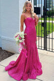 Spaghetti Straps Long Mermaid Sequins Party Prom Dress HZ1024