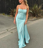 Lilac Dresses Gowns Evening Dresses Spaghetti Straps Long Prom Dress Satin Formal Party Dress HZ1024