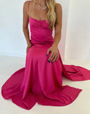 Lilac Dresses Gowns Evening Dresses Spaghetti Straps Long Prom Dress Satin Formal Party Dress HZ1024