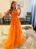 A line Strapless Tulle Lace Long Prom Dres Applique Formal Dress HZ1024