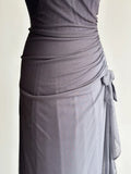 Gradient Dark Gray Halter Neck Ruffle Sheath Prom Dress Birthday Dress HZ1024