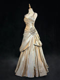 A-Line V-neck Satin Backless Long Prom Dress Formal Evening Dress Graduation Prom Dress HZ1024