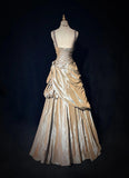 A-Line V-neck Satin Backless Long Prom Dress Formal Evening Dress Graduation Prom Dress HZ1024