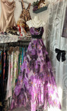 Printed A-Line Temperament Sweetheart Neck Backless Party Dress Strapless Birthday HZ1024