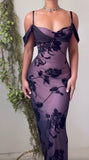 Purple Satin Bodycon Dress Black Tulle Spaghetti Strap Ball Dress Birthday Dress HZ1024
