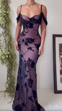 Purple Satin Bodycon Dress Black Tulle Spaghetti Strap Ball Dress Birthday Dress HZ1024
