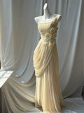One Shoulder Beaded Sequin Chiffon Long Prom Dress Formal Evening Dress Simple Bridesmaid Dress HZ1024