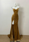 Mermaid Sweetheart Neck Velvet Long Prom Dress Strapless Formal Evening Gown HZ1024