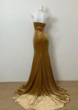 Mermaid Sweetheart Neck Velvet Long Prom Dress Strapless Formal Evening Gown HZ1024