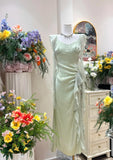 Pink Ruffled Bodycon Dress Chiffon V-Neck Ball Dress Birthday Dress HZ1024