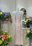 Pink Ruffled Bodycon Dress Chiffon V-Neck Ball Dress Birthday Dress HZ1024