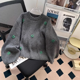 embroidered flower long sleeve sweater HZ1024