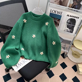 embroidered flower long sleeve sweater HZ1024