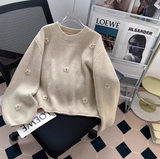 embroidered flower long sleeve sweater HZ1024