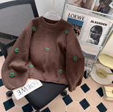 embroidered flower long sleeve sweater HZ1024